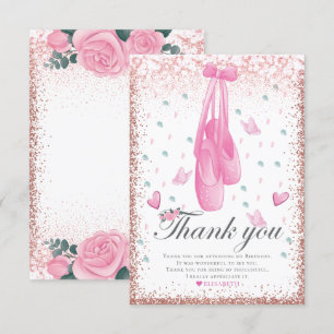 Carte De Remerciements Ballerina Pastel Parties scintillant rose Annivers