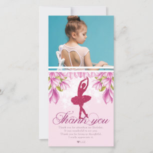 Carte De Remerciements Ballerina rose photo d'anniversaire