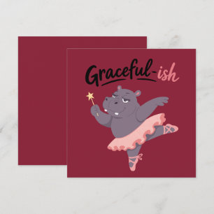 Carte De Remerciements Ballerine Hippopotame Plutôt Gracieuse
