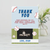 Carte De Remerciements Balles de baseball Sport Photo d'enfant Anniversai (Debout devant)