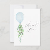 Carte De Remerciements Ballon bleu d'eau vert eucalyptus (Devant)