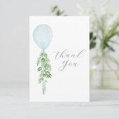 Carte De Remerciements Ballon bleu d'eau vert eucalyptus (Debout devant)