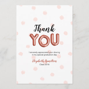 Carte De Remerciements Ballon de type or rose pour la fête de remise des