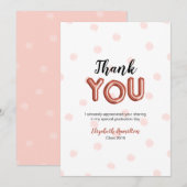Carte De Remerciements Ballon de type or rose pour la fête de remise des (Devant / Derrière)