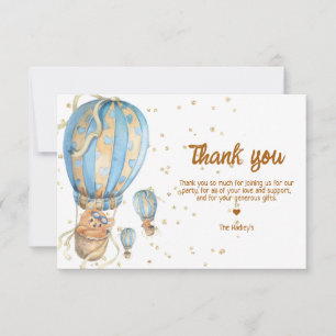 Carte De Remerciements Ballon gonflable bleu bohème