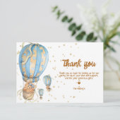 Carte De Remerciements Ballon gonflable bleu bohème (Debout devant)