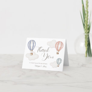 Carte De Remerciements Ballons à air chaud baby shower Neutre genre
