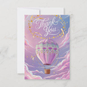 Carte De Remerciements Ballons à air chaud des nuages magiques
