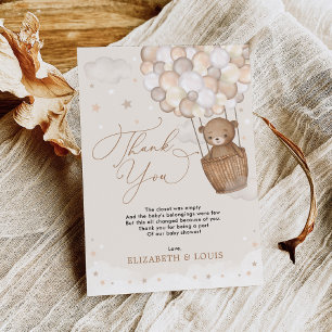 Carte De Remerciements Ballons à air chaud Teddy Bear