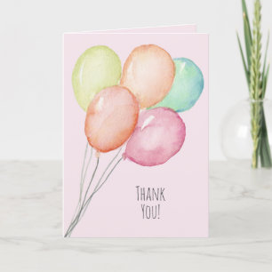 Carte De Remerciements Ballons Aquarelle sur Rose