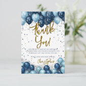 Carte De Remerciements Ballons Bleus Anniversaire (Debout devant)