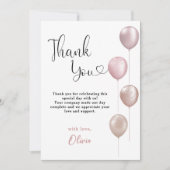 Carte De Remerciements Ballons Blush fille premier anniversaire (Devant)
