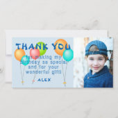 Carte De Remerciements Ballons Colorés Enfants Anniversaire Photo (Devant)