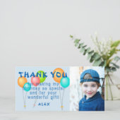 Carte De Remerciements Ballons Colorés Enfants Anniversaire Photo (Debout devant)