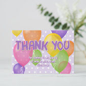 Carte De Remerciements ballons de biscuits coupés violet anniversaire mer (Debout devant)