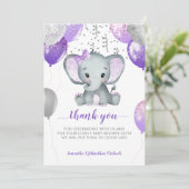 Carte De Remerciements Ballons de fille Eléphante mignonne (Debout devant)