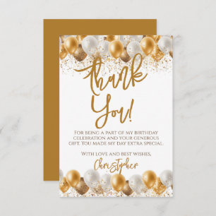 Carte De Remerciements Ballons d'or Anniversaire