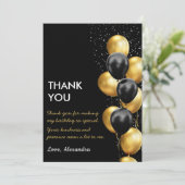 Carte De Remerciements Ballons d'or noir chic (Debout devant)