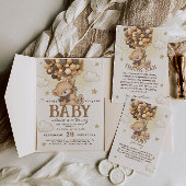 Carte De Remerciements Ballons d'ours Baby shower Brown Neutre Boho