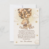 Carte De Remerciements Ballons d'ours Baby shower Brown Neutre Boho (Devant)