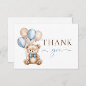 Carte De Remerciements Ballons d'ours en peluche mignons | Baby shower Bl (Devant / Derrière)