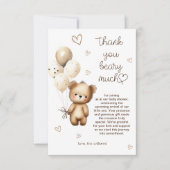 Carte De Remerciements Ballons Ours En Teddy Aquarelle Beige Tan (Devant)