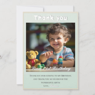Carte De Remerciements Ballons Ourson Enfants Photo Anniversaire