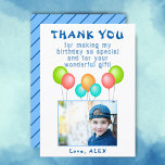 Carte De Remerciements Ballons photo Anniversaire de enfant<br><div class="desc">Carte de remerciements photo Anniversaire de enfant de ballons. Merci ballon carte d'anniversaire pour la fête d'anniversaire des enfants. Ce design est fourni avec des ballons aux couleurs rouge,  bleu,  rose et vert. Personnalisez la carte avec le nom de votre enfant,  message de remerciement et photo.</div>