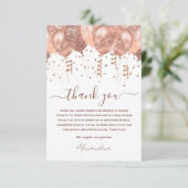 Carte De Remerciements Ballons rose or rose rose fête d'anniversaire (Debout devant)