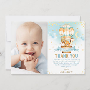 Carte De Remerciements Balloon à air chaud Anniversaire Animaux boisés Ph