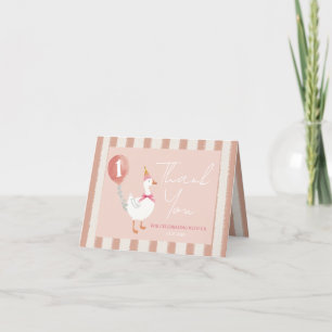 Carte De Remerciements Balloon rose d'Oie petite bête Anniversaire