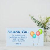 Carte De Remerciements Balloons Colorés Anniversaire Enfants (Debout devant)