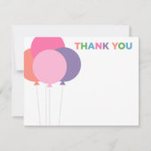 Carte De Remerciements Balloons de fête d'anniversaire roses modernes col (Devant)