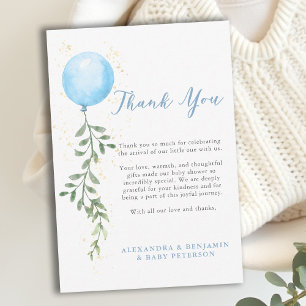 Carte De Remerciements Balloons Douceur Verte Poussiéreux Fête de Naissan