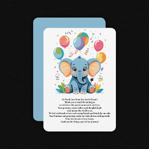 Carte De Remerciements Balloons Éléphant Bébé Adorables Baby Shower