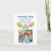 Carte De Remerciements Balloons Enfants Anniversaire Photo (Devant)
