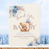 Carte De Remerciements Balloons Ours Teddy Boho Bleu Rose Floral