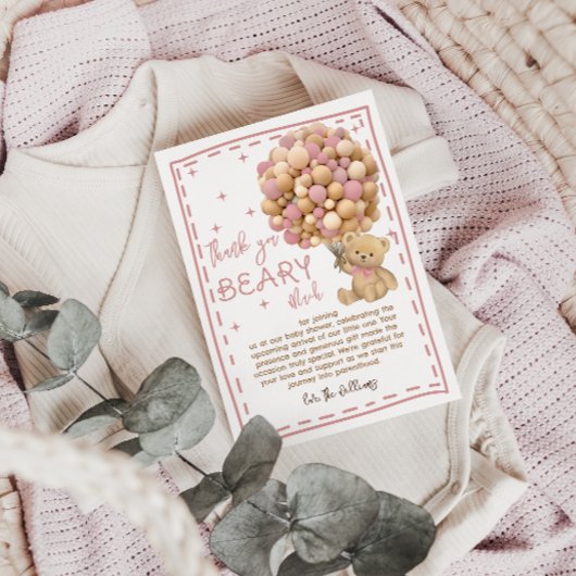 Carte De Remerciements Ballotte d'ours moderne Bearly Wait Baby shower ro