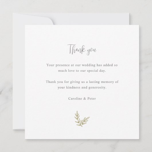 Carte De Remerciements Bamboo Boho Botanical Leaf Soft Elegant Vert (Dos)