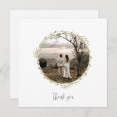 Carte De Remerciements Bamboo Boho Botanical Leaf Soft Elegant Vert (Devant / Derrière)