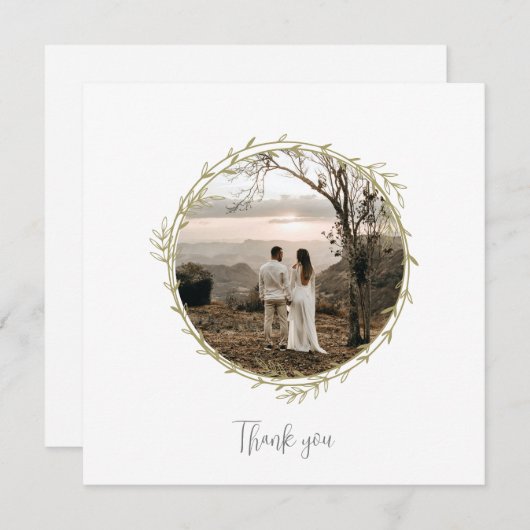 Carte De Remerciements Bamboo Boho Botanical Leaf Soft Elegant Vert (Devant / Derrière)