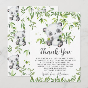 Carte De Remerciements Bambou de l'ourson Panda mignon pour Baby Shower