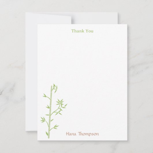 Carte De Remerciements Bambou Foliage Oriental Feuilles de verdure (Devant)