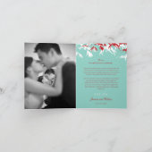 Carte De Remerciements Bambou rouge et turquoise Feuille Mariage chinois (Intérieur)