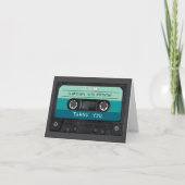 Carte De Remerciements Bande Bleue Retro Fête d'anniversaire (Devant)