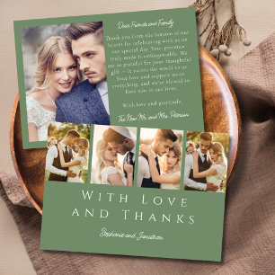 Carte De Remerciements Bande de photos élégante, mariage simple moderne a