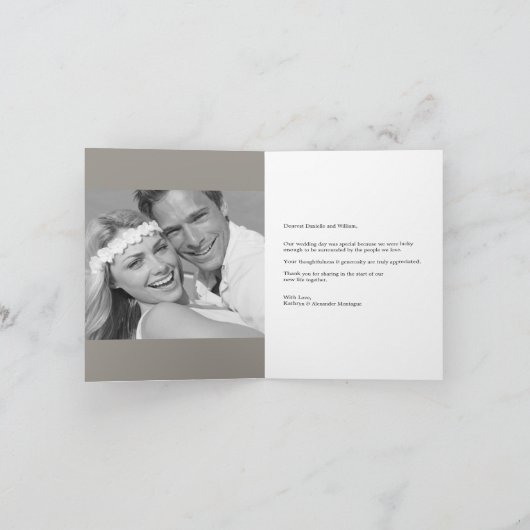 Carte De Remerciements Bande de saint Jacques Script romantique 3 Mariage (Intérieur)