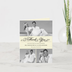 Carte De Remerciements Bande de saint Jacques Script romantique 3 Mariage