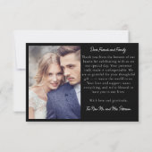 Carte De Remerciements Bande photo design Blanc moderne sur Mariage noir (Dos)