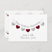 Carte De Remerciements Banderole de 40e anniversaire de mariage rubis et (Devant / Derrière)